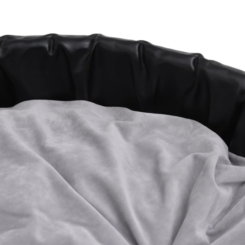 Produktbild för Hundbädd svart och grå 90x79x20 cm plysch och konstläder