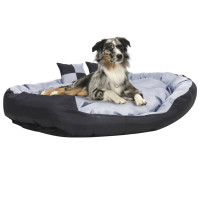Produktbild för Vändbar och tvättbar hundsäng grå och svart 150 x 120 x 25 cm