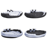 Produktbild för Vändbar och tvättbar hundsäng grå och svart 150 x 120 x 25 cm