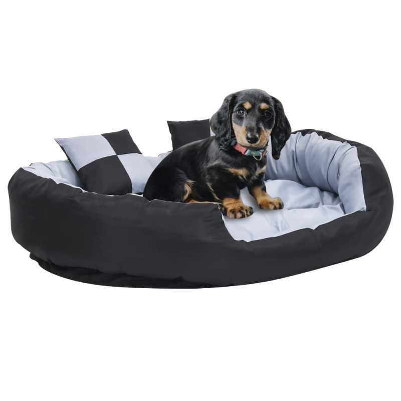 Produktbild för Vändbar och tvättbar hundsäng grå och svart 110 x 30 x 80 cm