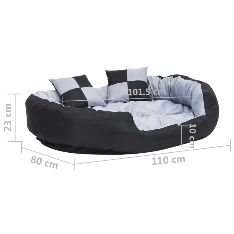 Produktbild för Vändbar och tvättbar hundsäng grå och svart 110 x 30 x 80 cm