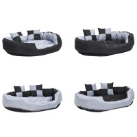 Miniatyr av produktbild för Vändbar och tvättbar hundsäng grå och svart 110 x 30 x 80 cm