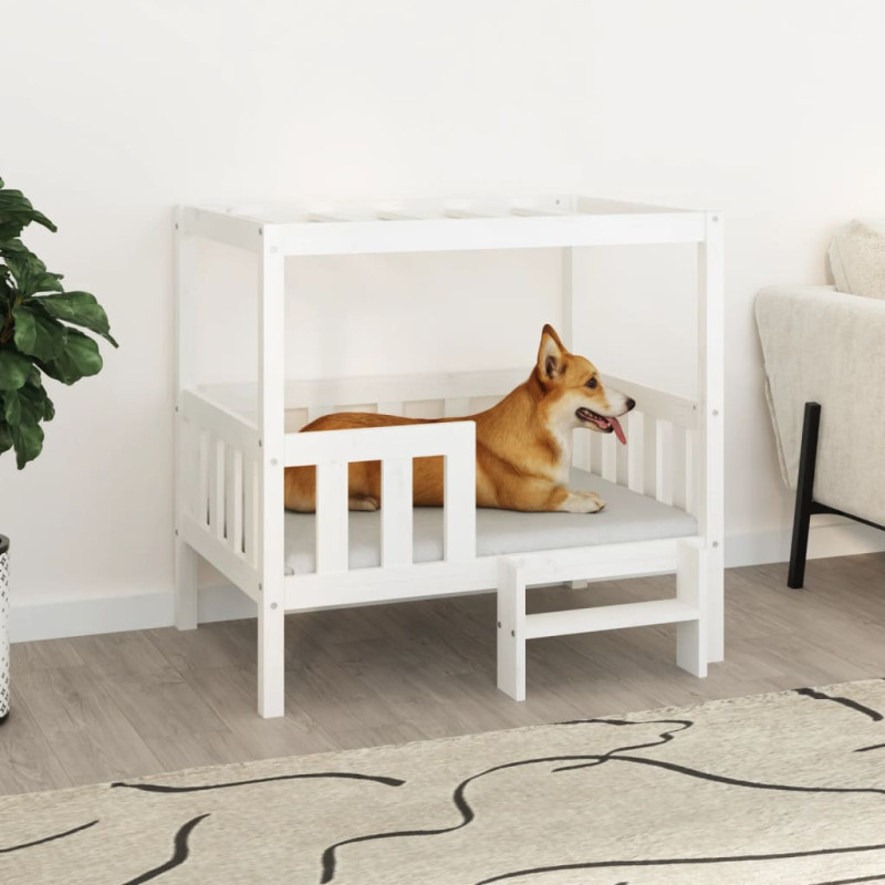 Produktbild för Hundbädd vit 95,5x73,5x90 cm massiv furu