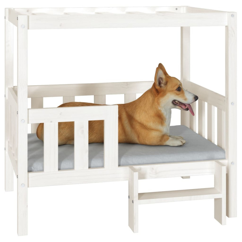 Produktbild för Hundbädd vit 95,5x73,5x90 cm massiv furu