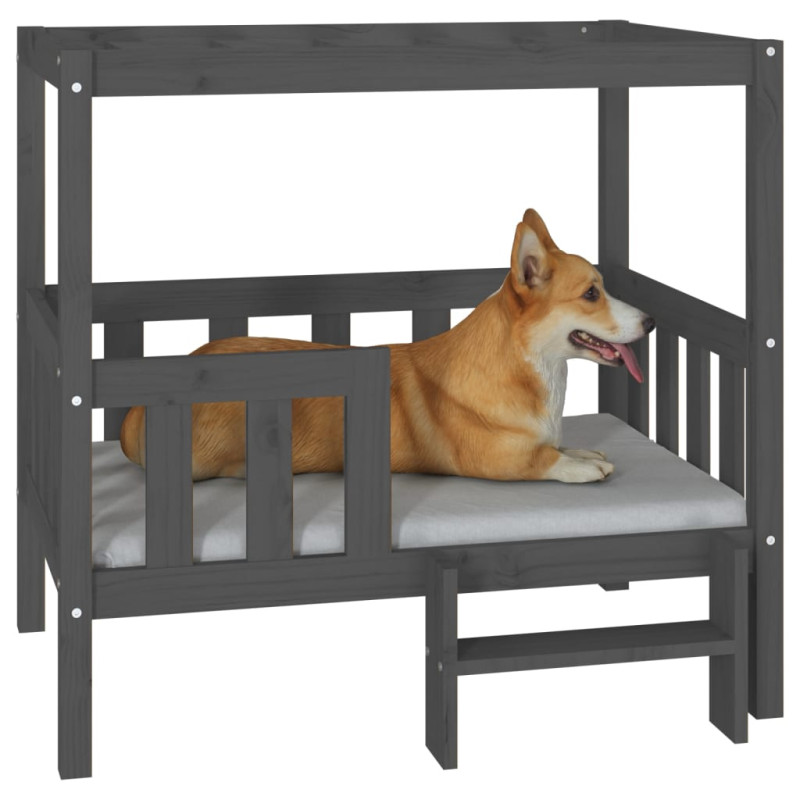 Produktbild för Hundbädd grå 95,5x73,5x90 cm massiv furu