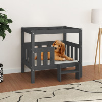 Produktbild för Hundbädd grå 75,5x63,5x70 cm massiv furu