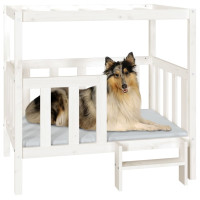 Produktbild för Hundbädd vit 105,5x83,5x100 cm massiv furu