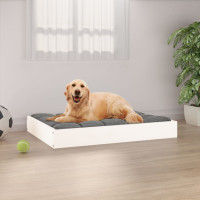 Produktbild för Hundbädd vit 71,5x54x9 cm massiv furu