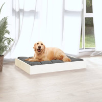 Produktbild för Hundbädd vit 71,5x54x9 cm massiv furu