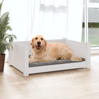 Produktbild för Hundbädd vit 75,5x55,5x28 massiv furu