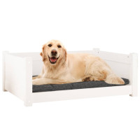 Produktbild för Hundbädd vit 75,5x55,5x28 massiv furu