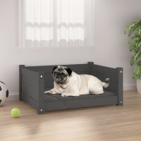 Produktbild för Hundbädd grå 65,5x50,5x28 massiv furu