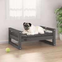 Produktbild för Hundbädd grå 65,5x50,5x28 cm massiv furu
