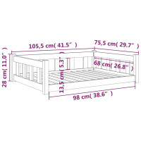 Produktbild för Hundbädd vit 105,5x75,5x28 massiv furu