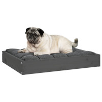 Produktbild för Hundbädd grå 61,5x49x9 cm massiv furu