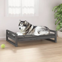 Produktbild för Hundbädd grå 105,5x75,5x28 massiv furu