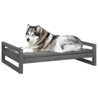 Produktbild för Hundbädd grå 105,5x75,5x28 massiv furu