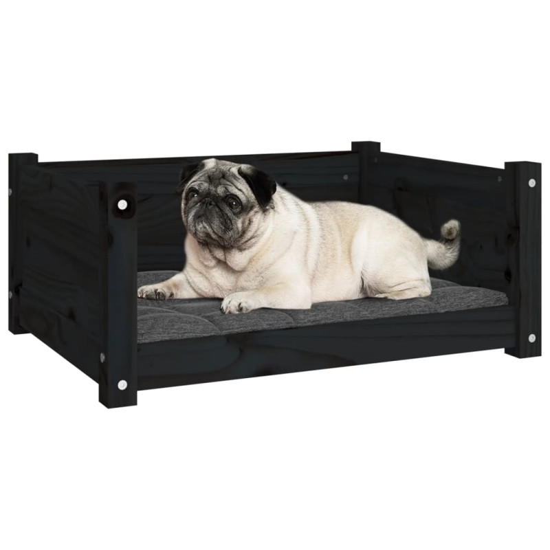 Produktbild för Hundbädd svart 65,5x50,5x28 massiv furu