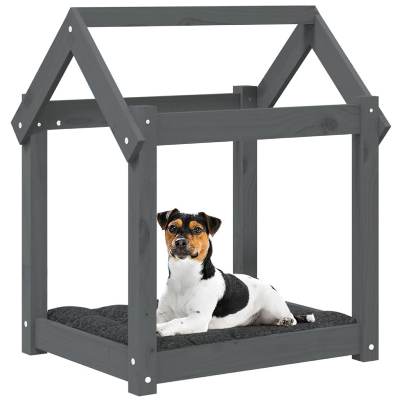 Produktbild för Hundbädd grå 61x50x70 cm massiv furu