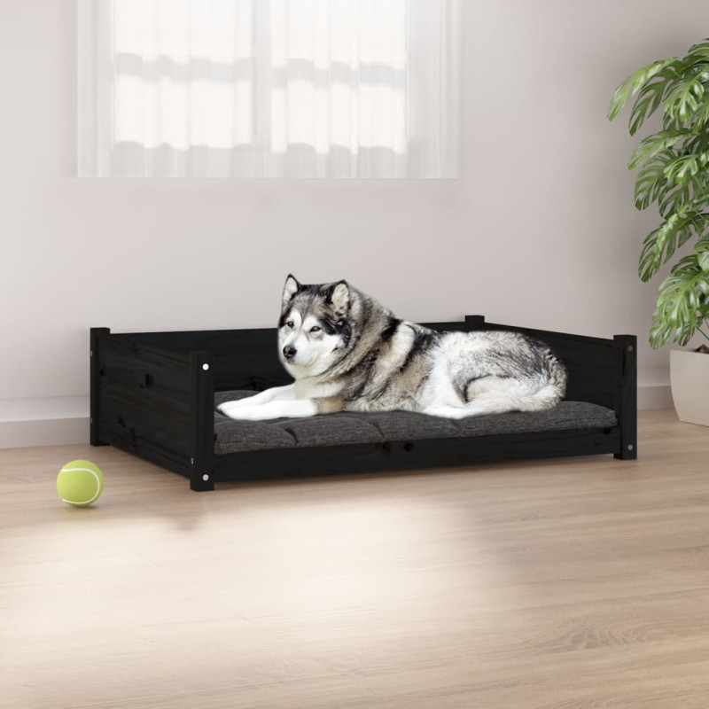 Produktbild för Hundbädd svart 105,5x75,5x28 massiv furu