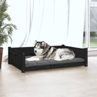 Miniatyr av produktbild för Hundbädd svart 105,5x75,5x28 massiv furu