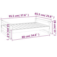 Produktbild för Hundbädd vit 95,5x65,5x28 massiv furu