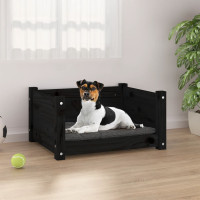 Produktbild för Hundbädd svart 55,5x45,5x28 massiv furu