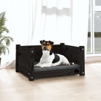 Produktbild för Hundbädd svart 55,5x45,5x28 massiv furu