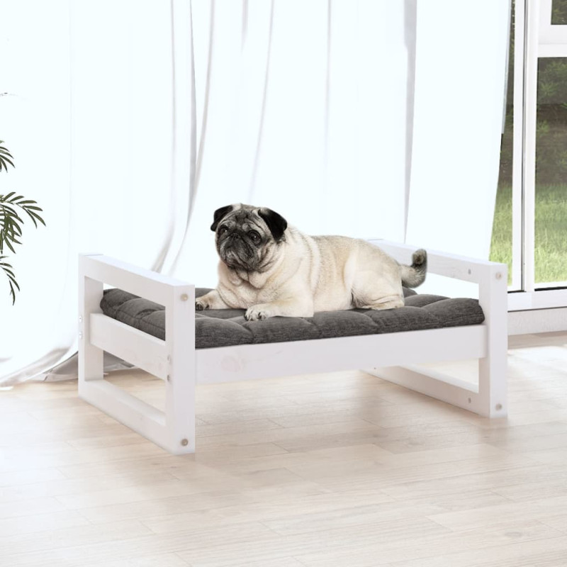 Produktbild för Hundbädd vit 65,5x50,5x28 cm massiv furu