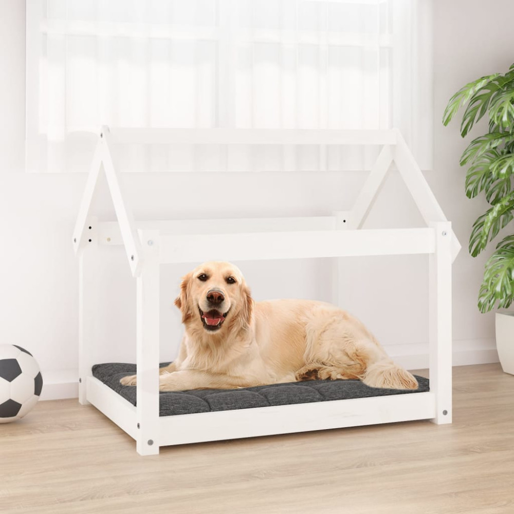 Produktbild för Hundbädd vit 81x60x70 cm massiv furu