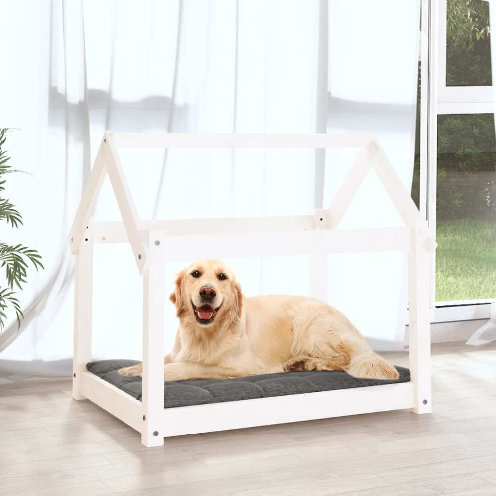 Produktbild för Hundbädd vit 81x60x70 cm massiv furu