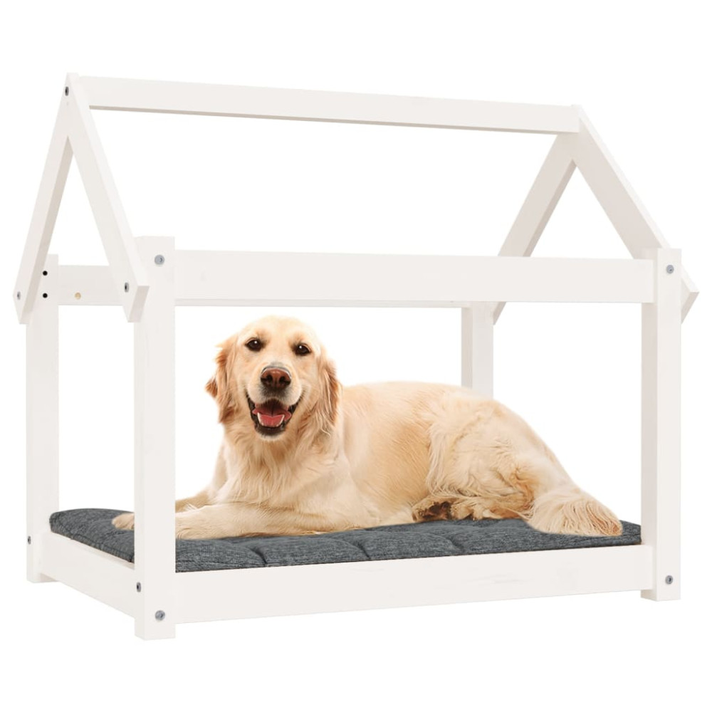 Produktbild för Hundbädd vit 81x60x70 cm massiv furu