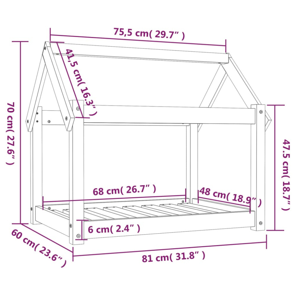 Produktbild för Hundbädd vit 81x60x70 cm massiv furu