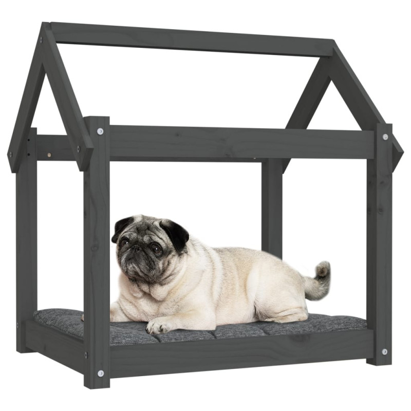 Produktbild för Hundbädd grå 71x55x70 cm massiv furu