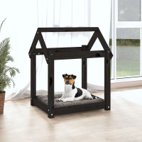 Produktbild för Hundbädd svart 61x50x70 cm massiv furu