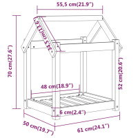 Produktbild för Hundbädd svart 61x50x70 cm massiv furu