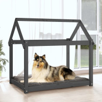 Produktbild för Hundbädd grå 101x70x90 cm massiv furu
