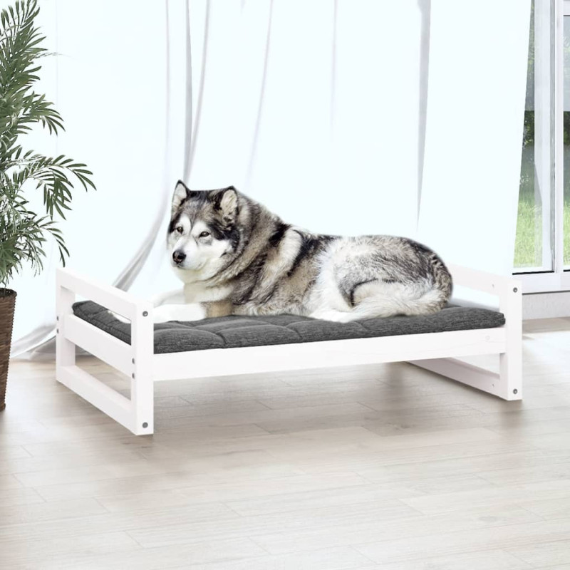 Produktbild för Hundbädd vit 105,5x75,5x28 massiv furu