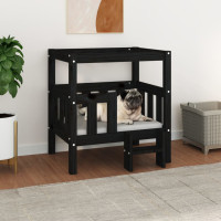 Miniatyr av produktbild för Hundbädd svart 65,5x43x70 cm massiv furu