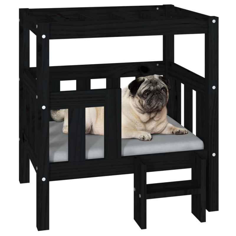 Produktbild för Hundbädd svart 65,5x43x70 cm massiv furu