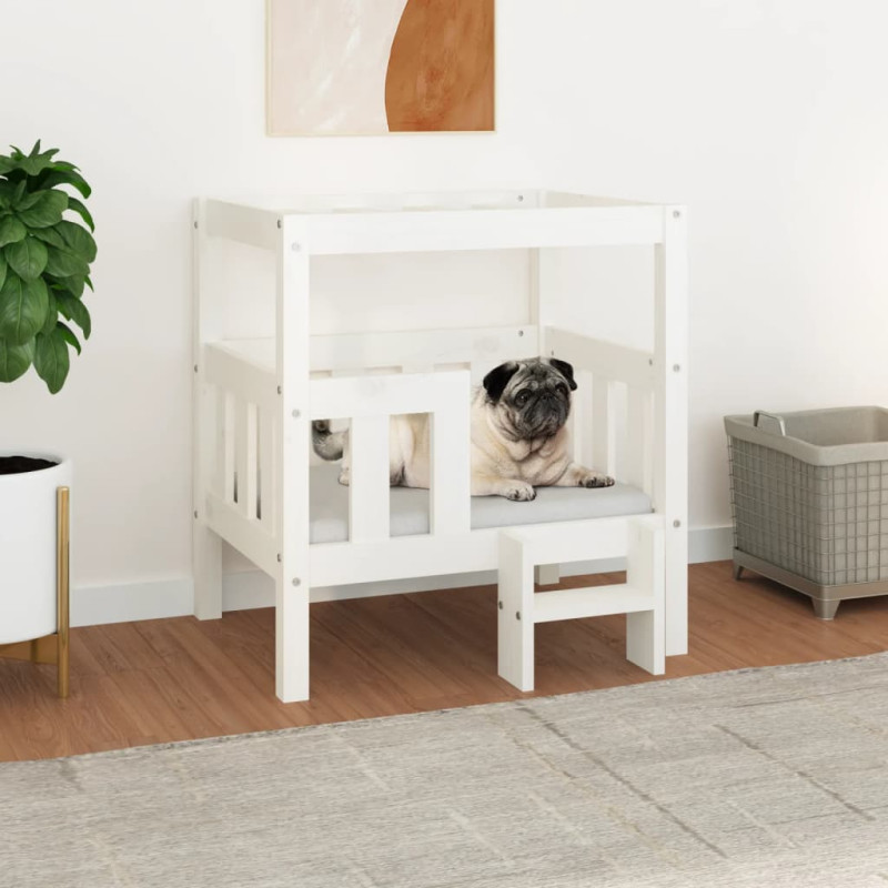 Produktbild för Hundbädd vit 65,5x43x70 cm massiv furu