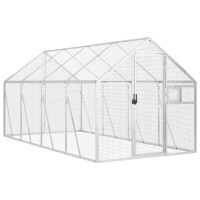 Produktbild för Fågelvoljär silver 1,79x4x1,85 m aluminium
