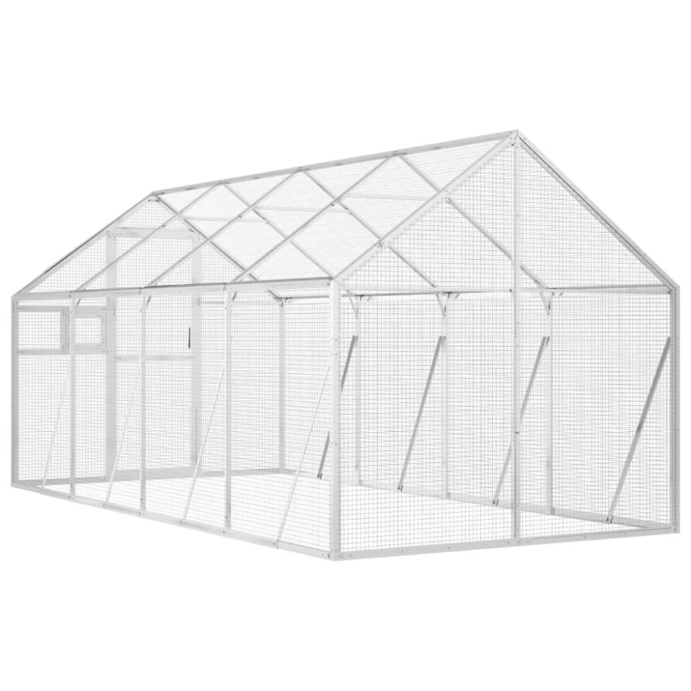 Produktbild för Fågelvoljär silver 1,79x4x1,85 m aluminium