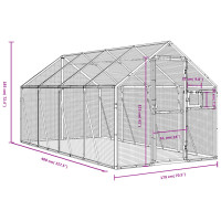 Produktbild för Fågelvoljär silver 1,79x4x1,85 m aluminium