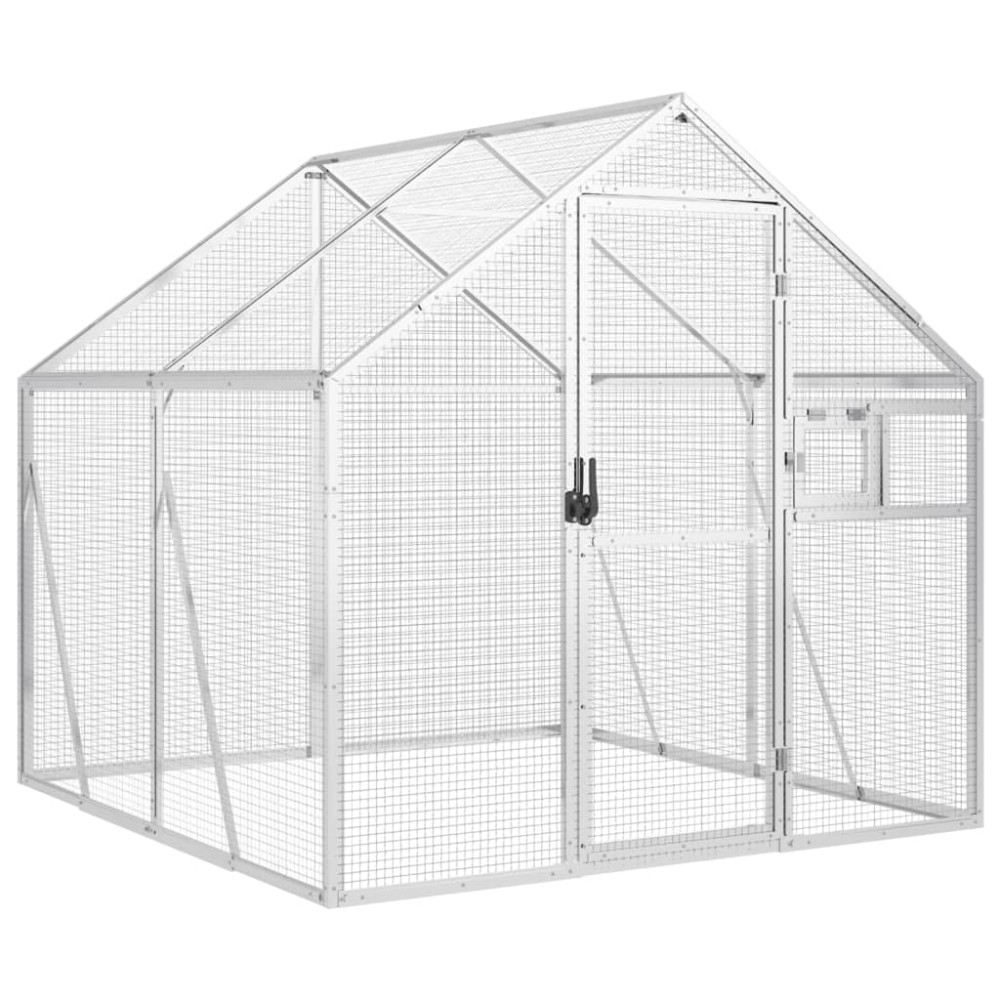 Produktbild för Fågelvoljär silver 1,79x2x1,85 m aluminium