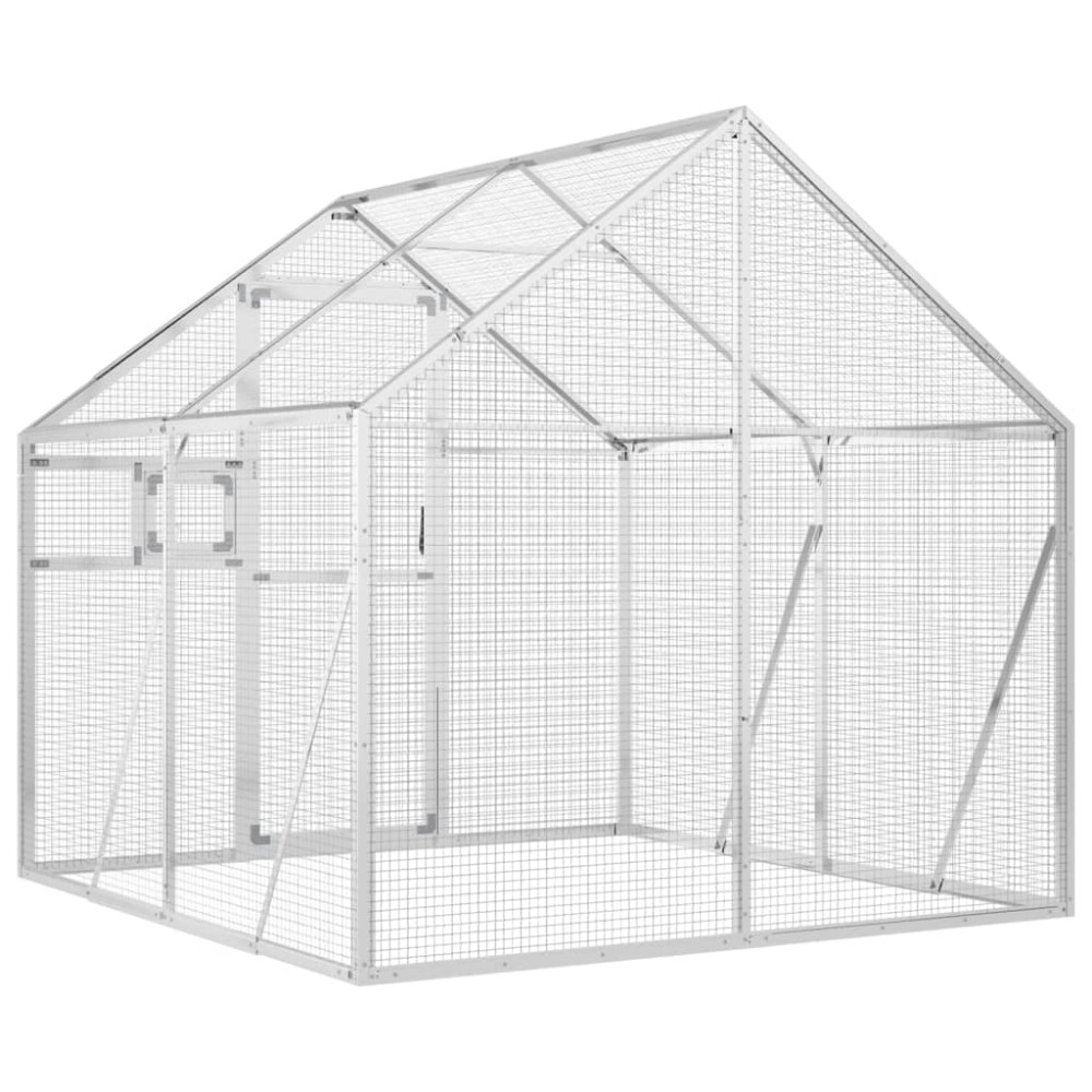 Produktbild för Fågelvoljär silver 1,79x2x1,85 m aluminium