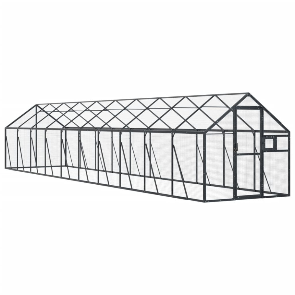 Produktbild för Fågelvoljär antracit 1,79x10x1,85 m aluminium