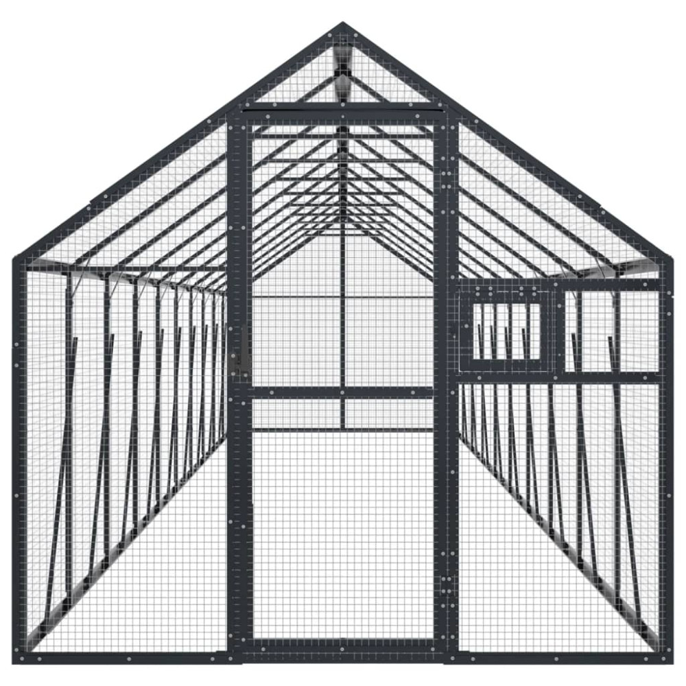 Produktbild för Fågelvoljär antracit 1,79x10x1,85 m aluminium