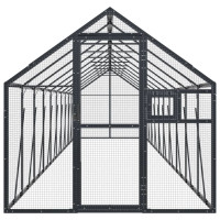 Produktbild för Fågelvoljär antracit 1,79x10x1,85 m aluminium