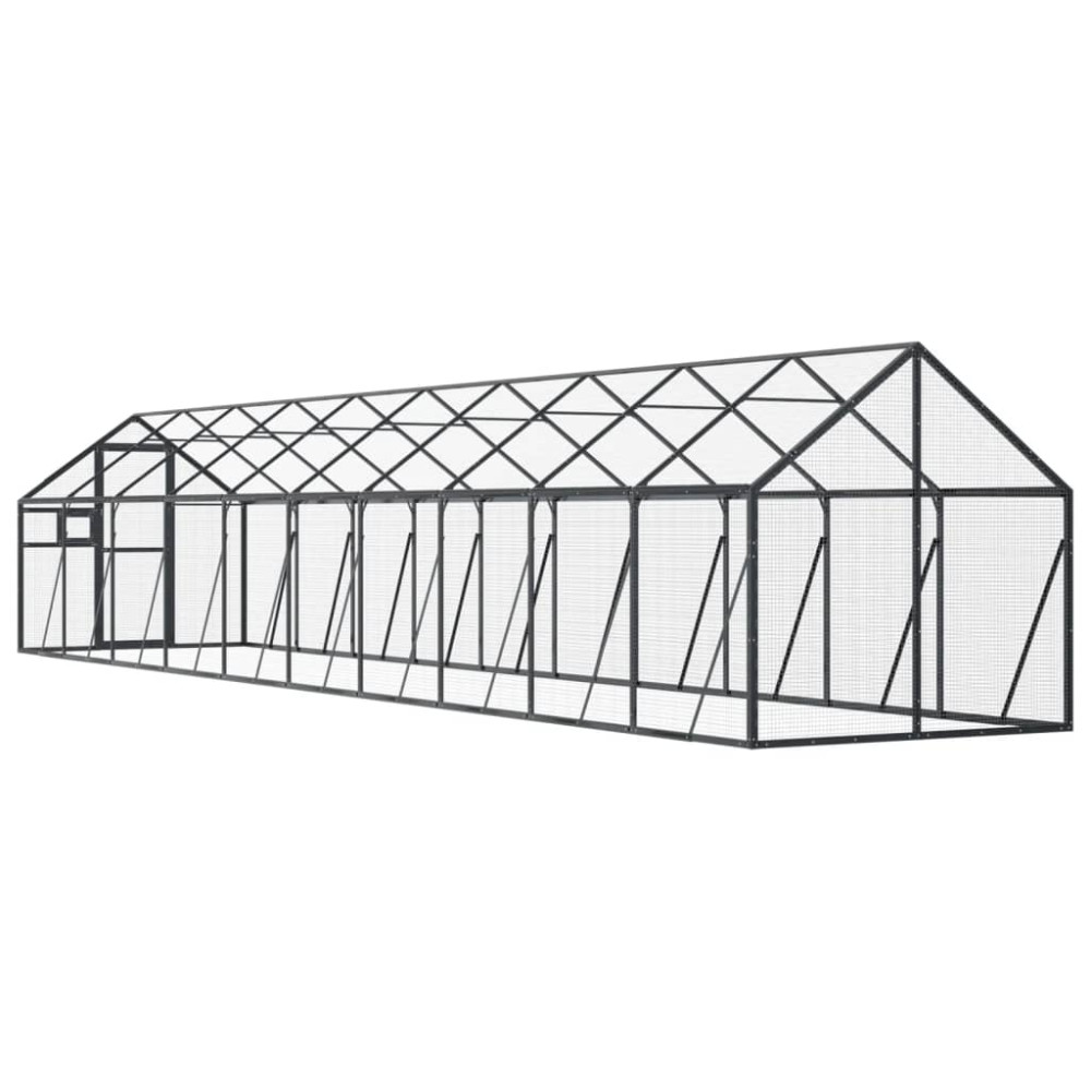 Produktbild för Fågelvoljär antracit 1,79x10x1,85 m aluminium